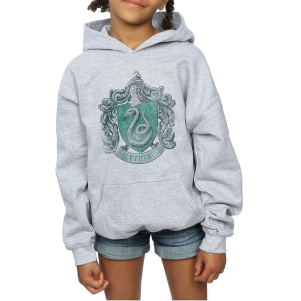 Harry Potter Girls Slytherin Distressed Crest Hoodie