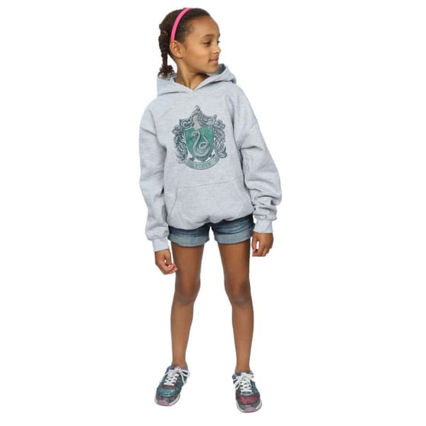 Harry Potter Girls Slytherin Distressed Crest Hoodie