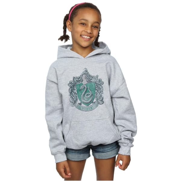 Harry Potter Girls Slytherin Distressed Crest Hoodie