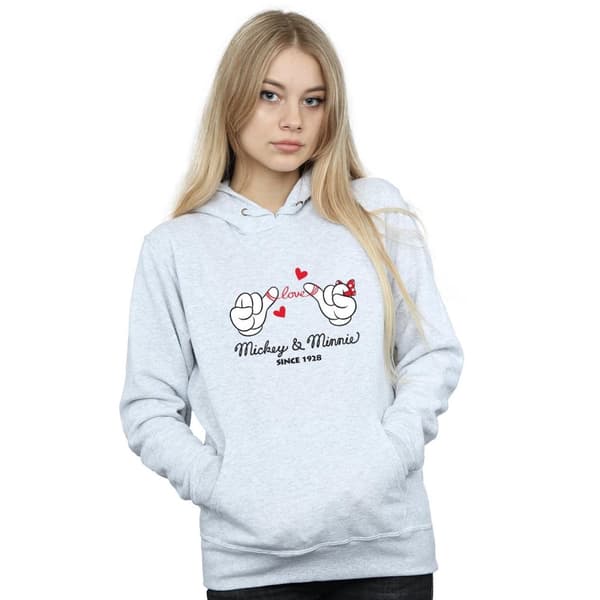 Disney Womens/Ladies Musse Pigg Love Hands Hoodie