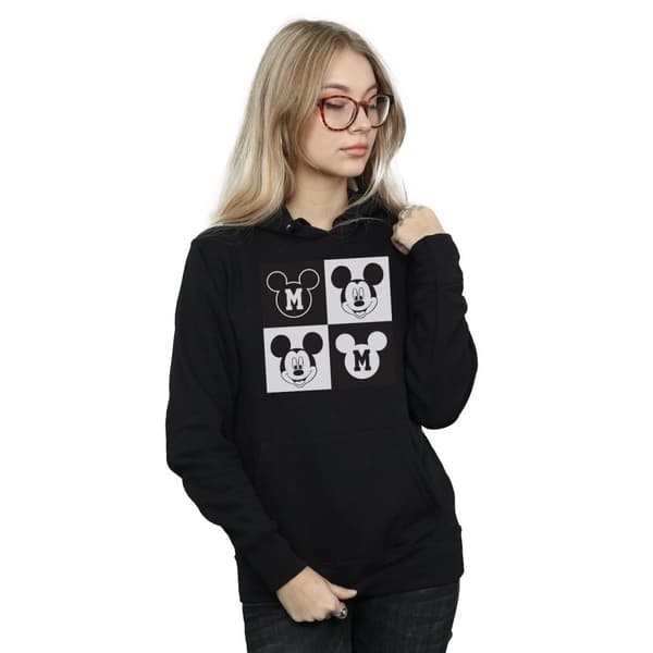 Disney Womens/Ladies Mickey Mouse Smiling Squares Hoodie