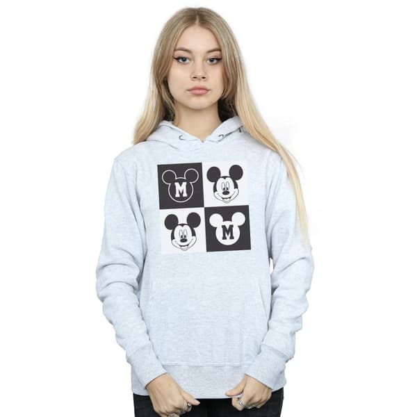 Disney Womens/Ladies Mickey Mouse Smiling Squares Hoodie