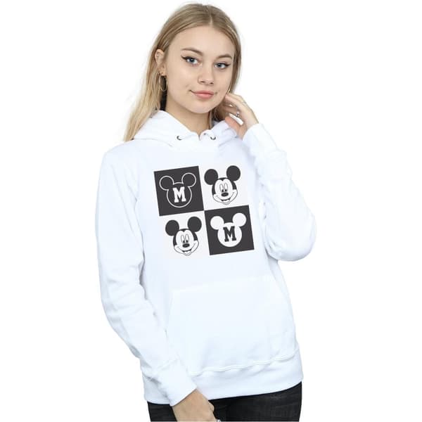 Disney Womens/Ladies Mickey Mouse Smiling Squares Hoodie
