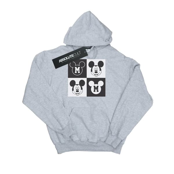 Disney Womens/Ladies Mickey Mouse Smiling Squares Hoodie