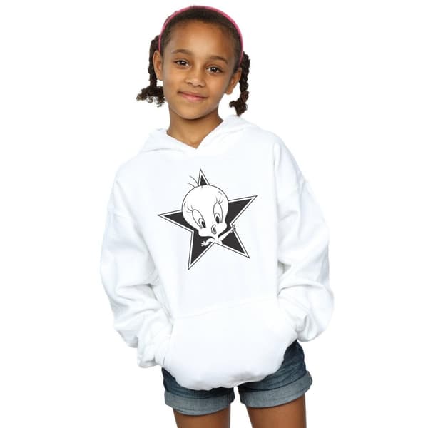Looney Tunes Girls Tweety Pie Mono Star Hoodie
