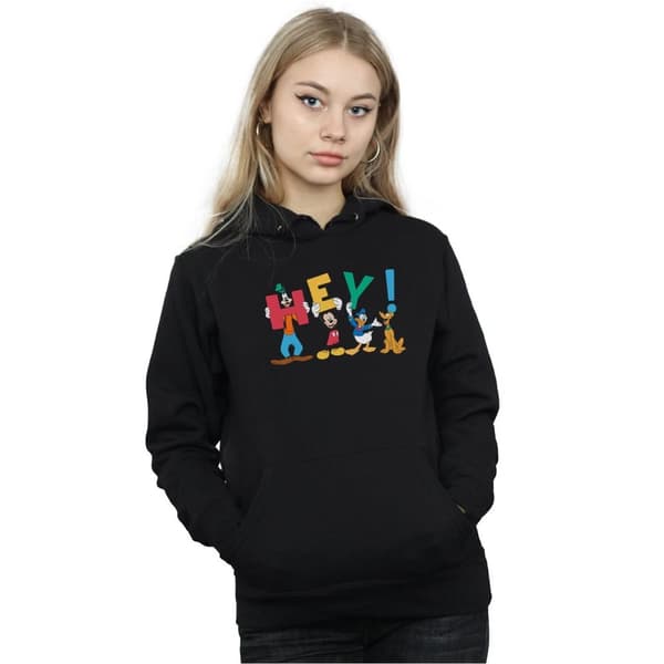Disney Womens/Ladies Mickey Mouse Friends Hey Hoodie