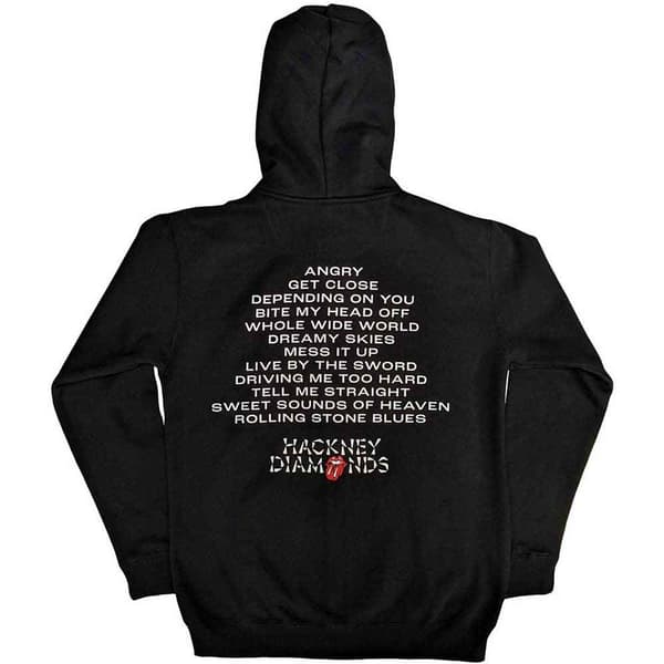 The Rolling Stones Unisex Adult Hackney Diamonds Track List Full Zip Hoodie