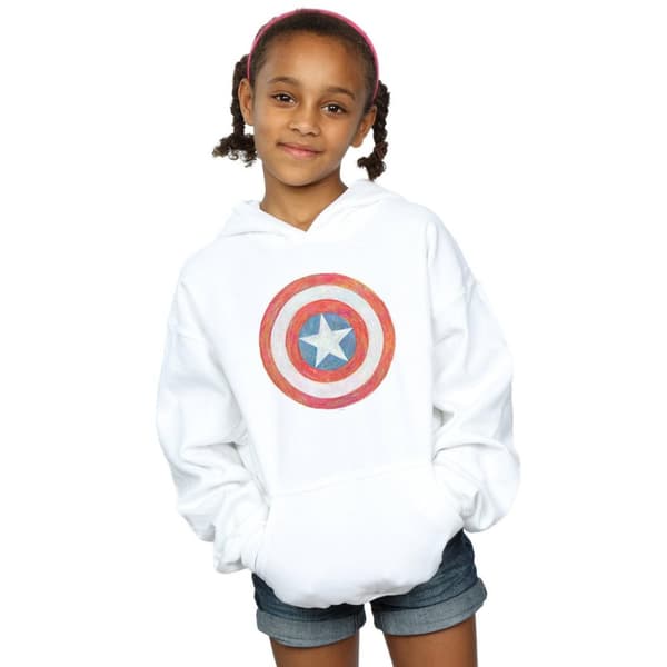 Marvel Huvtröja med skissad sköld från Captain America för flickor