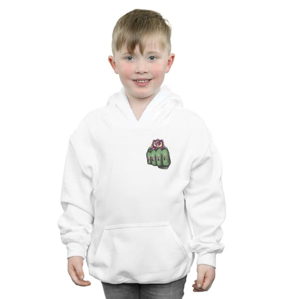 Marvel Boys Hulk Tattoo Fist Breast Print Hoodie