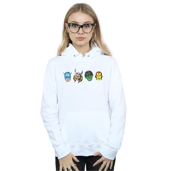 Marvel Womens/Ladies Avengers Comic Heads Hoodie