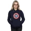 Miniatyrbild 2 av 3: Marvel Kapten Amerikas pixelerade sköld - huvtröja, dam/dam
