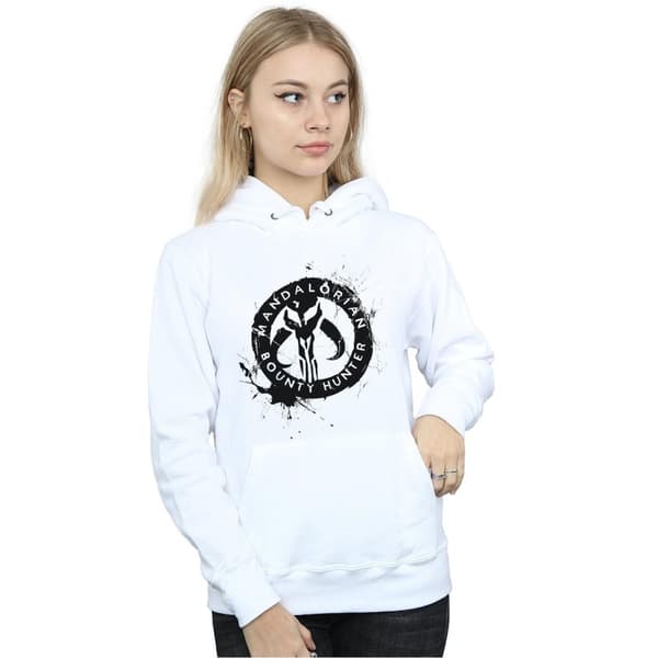 Star Wars Womens/Ladies The Mandalorian Bounty Hunter Splatter Skull Hoodie