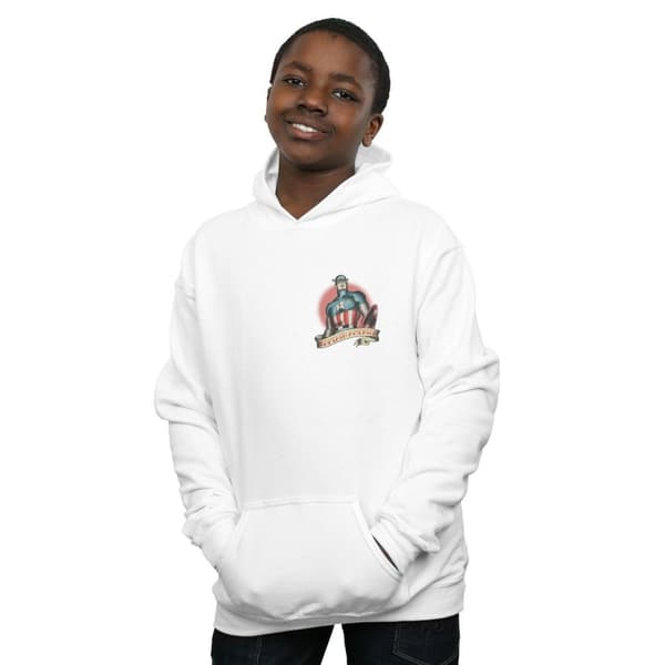 Marvel Boys Captain America Tattoo Breast Print Hoodie
