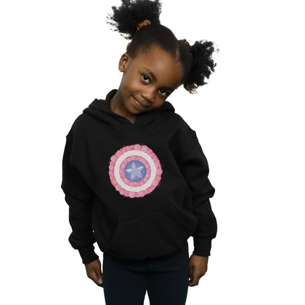 Marvel Girls Captain America Flowers Shield Hoodie