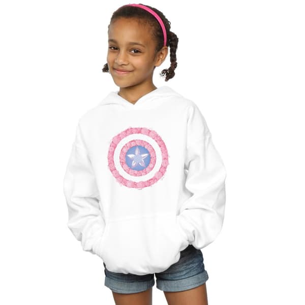 Marvel Girls Captain America Flowers Shield Hoodie
