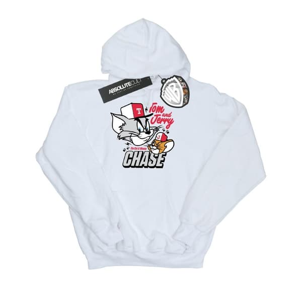 Tom And Jerry Girls Cat & Mouse Chase Hoodie White 5-6 Years