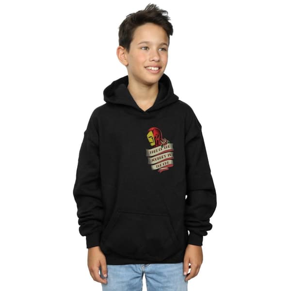 Marvel Boys Iron Man Tattoo Journey Breast Print Hoodie