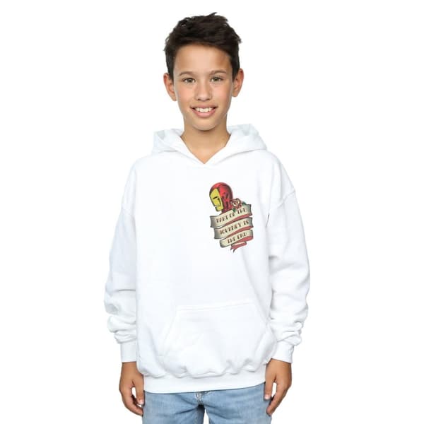 Marvel Boys Iron Man Tattoo Journey Breast Print Hoodie
