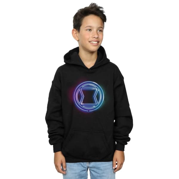 Marvel Boys Black Widow Neon Logo Hoodie