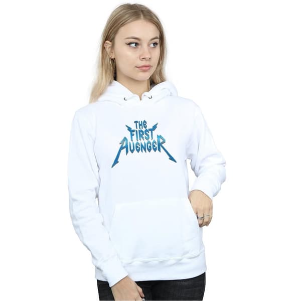 Marvel Kvinnor/Ladies The First Avenger Metal Logo Hoodie