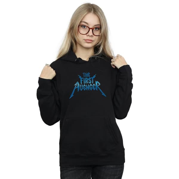 Marvel Kvinnor/Ladies The First Avenger Metal Logo Hoodie