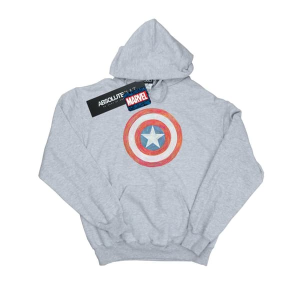 Marvel Boys Captain America Sketched Shield Hoodie Sports Grey 5-6 Years