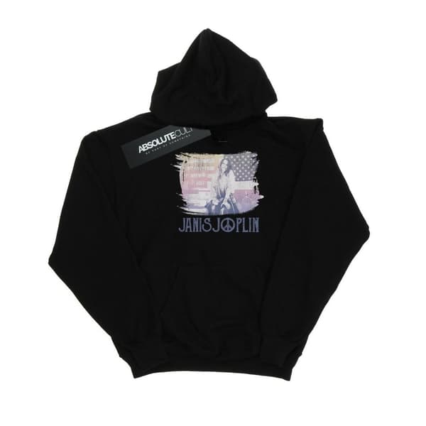 Janis Joplin Huvtröja med spisflagga för damer/kvinnor Black XXL