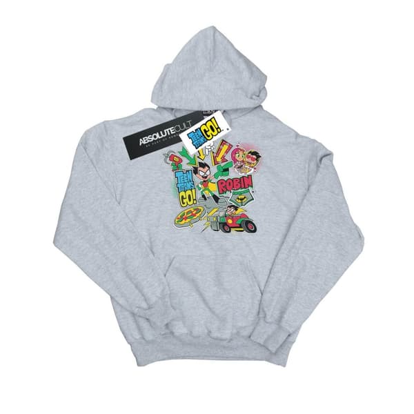 DC Comics Huvtröja med montage för kvinnor/damer Teen Titans Go Robin Sports Grey XXL