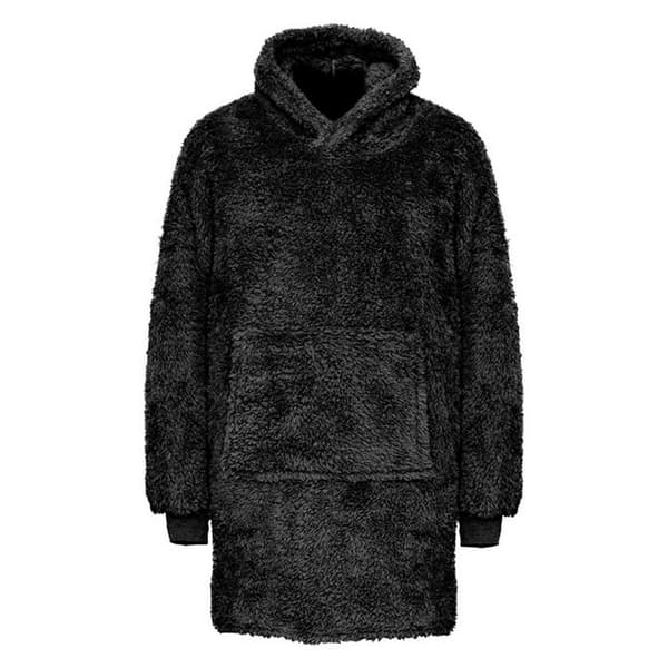 Ribbon Unisex Adult Teddy Fleece Oversized Hoodie Black One Size