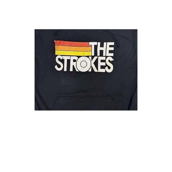The Strokes Unisex huvtröja med randig logotyp för vuxna