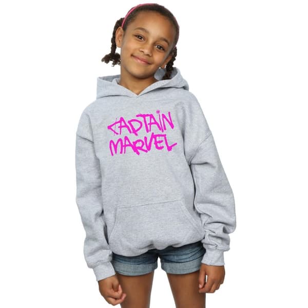 Marvel Girls Captain Marvel Spray Text Hoodie