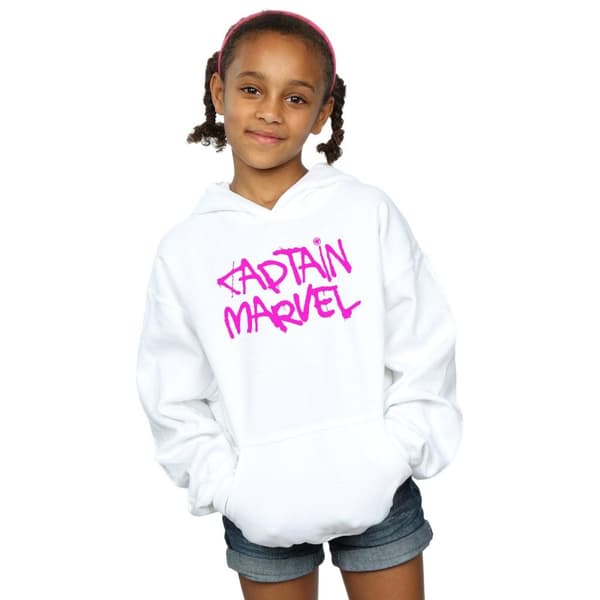Marvel Girls Captain Marvel Spray Text Hoodie