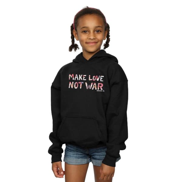 Woodstock Girls Make Love Not War Floral Hoodie