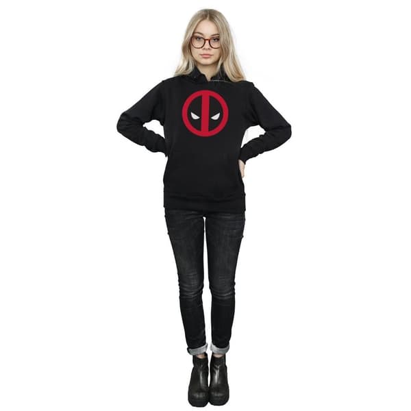 Marvel Kvinnor/Ladies Deadpool Large Clean Logo Hoodie