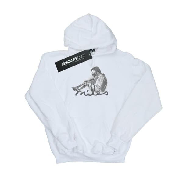 Miles Davis Girls Profile Sketch Hoodie White 12-13 Years