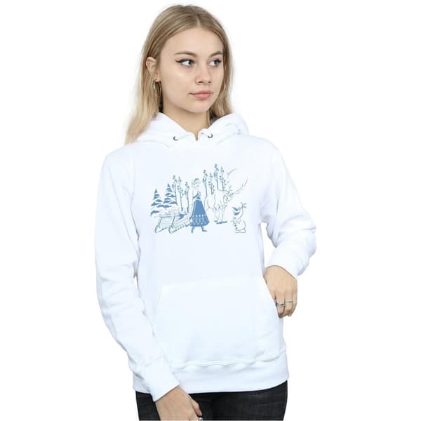 Disney Womens/Ladies Frozen Anna Sven And Olaf Hoodie