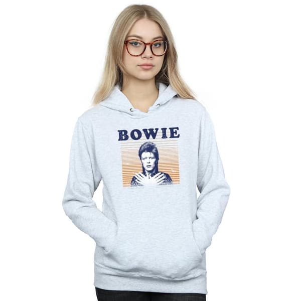 David Bowie Womens/Ladies Orange Stripes Hoodie