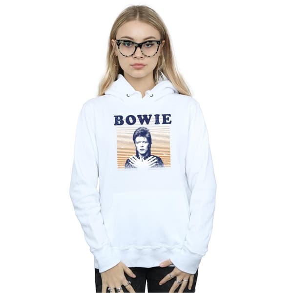David Bowie Womens/Ladies Orange Stripes Hoodie