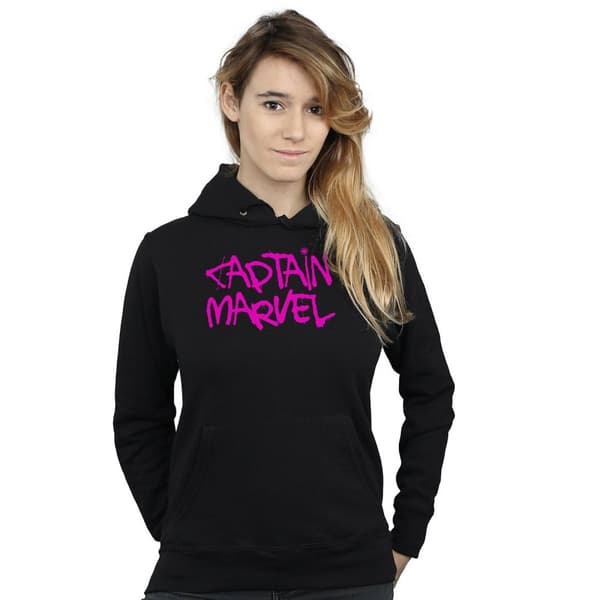 Marvel Huvtröja med spraytext för damer/kvinnor Captain Marvel