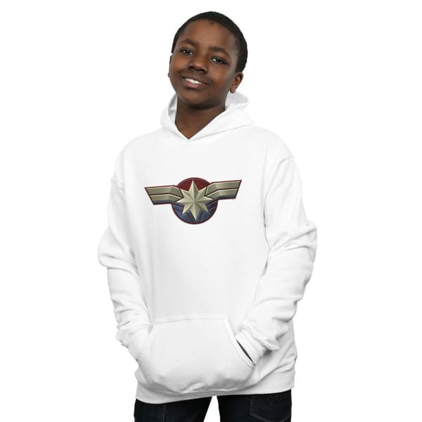 Marvel Boys Captain Marvel Chest Emblem Hoodie