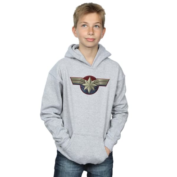 Marvel Boys Captain Marvel Chest Emblem Hoodie