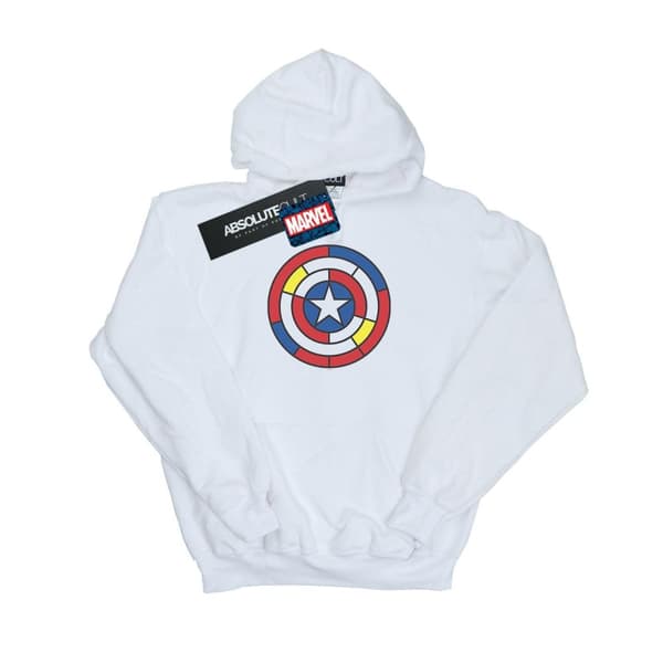 Marvel Womens/Ladies Captain America Stained Glass Shield Hoodie White XXL