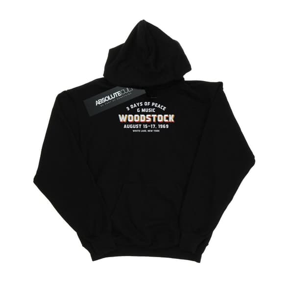 Woodstock Varsity 1969-hoodie för kvinnor/damer Black XXL