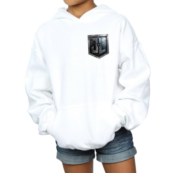 DC Comics Girls Justice League Movie Shield Faux Pocket Hoodie