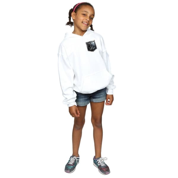 DC Comics Girls Justice League Movie Shield Faux Pocket Hoodie
