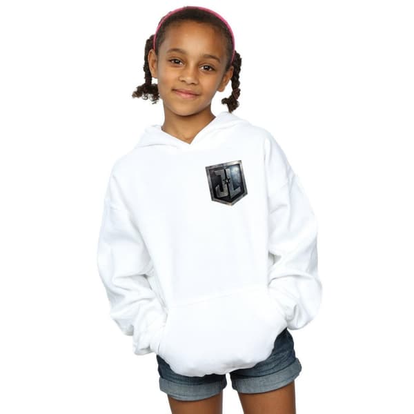 DC Comics Girls Justice League Movie Shield Faux Pocket Hoodie