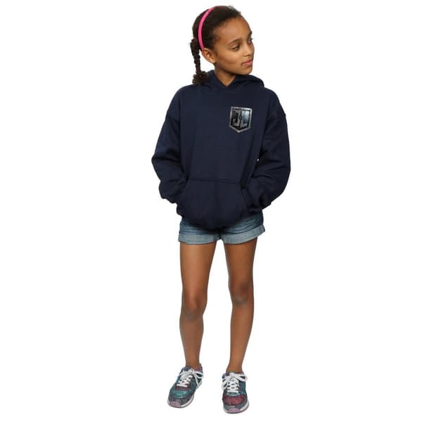 DC Comics Girls Justice League Movie Shield Faux Pocket Hoodie