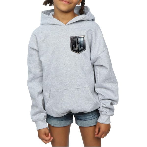 DC Comics Girls Justice League Movie Shield Faux Pocket Hoodie
