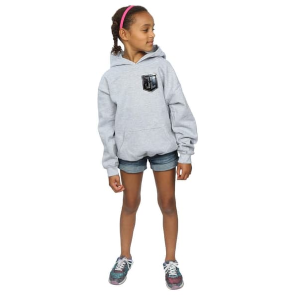 DC Comics Girls Justice League Movie Shield Faux Pocket Hoodie