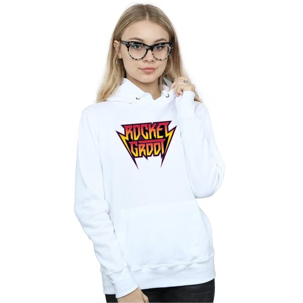 Marvel Womens/Ladies Guardians Of The Galaxy Vol. 2 Rocket And Groot Metal Logo Hoodie